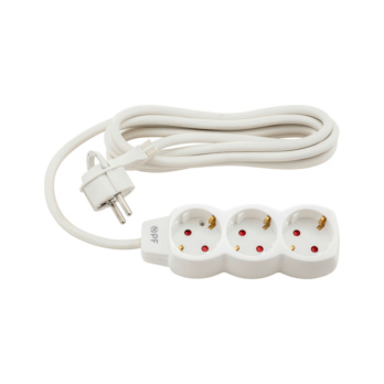 Extension lead 3-way with flat plug