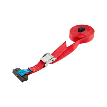Cam buckle strap for lashing rail slim