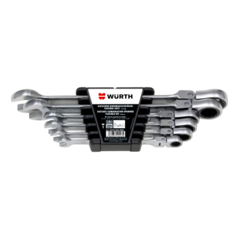 Ratchet combination wrench assmt. flex. inch 6 pcs