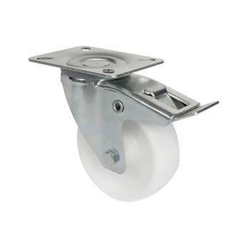 Industrial swivel castor, hard with locking device