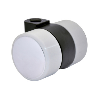 Twin wheel swivel furniture castor, soft, with cap