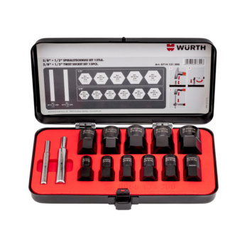 Set llaves espirales 3/8 pulg. + 1/2 pulg., 13 pz.