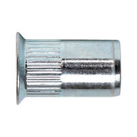 Rivet nut with countersunk head and knurled shank