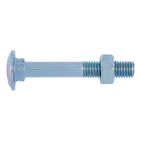 Round head screw with square neck and nut DIN 603 with nut, steel, strength class 4.8, zinc-plated, blue passivated