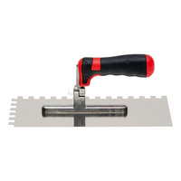 Dual component notched trowel, adjustable