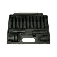 Impact socket wrench bit set, 3/4 inch and 1 inch drive 16 pieces