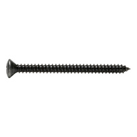 Raised contersunk head tapping screw, C shape with H recessed head DIN 7983, steel, zinc-plated black (A2S), with H cross recess.