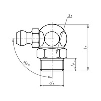 Cone grease nipple, inch, shape C, angled shape 90° DIN 71412, shape C, A1 stainless steel