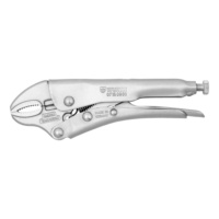 Locking pliers with semi-circular jaws