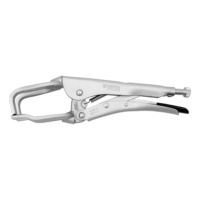 Welding locking pliers With upper U-shaped grip jaws angled by 90°