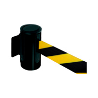 Barricade tape with pull-out belt f. wall mounting