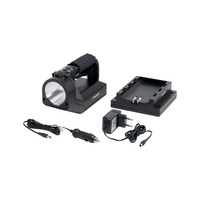 Battery powered 12 V LED hand-held spotlight With five different light modes