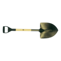 Shovel with tip and wooden shaft