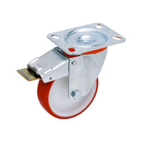 Unit transport castor with rotating holder and locking brake 