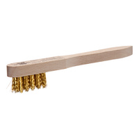 Spark plug brush With wooden handle and crimped brass wire bristles for cleaning spark plug electrodes and contacts