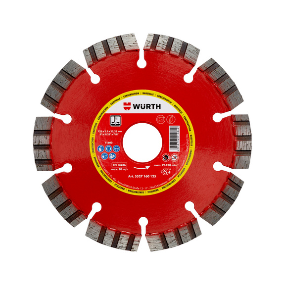 Segmented construction site diamond cutting disc