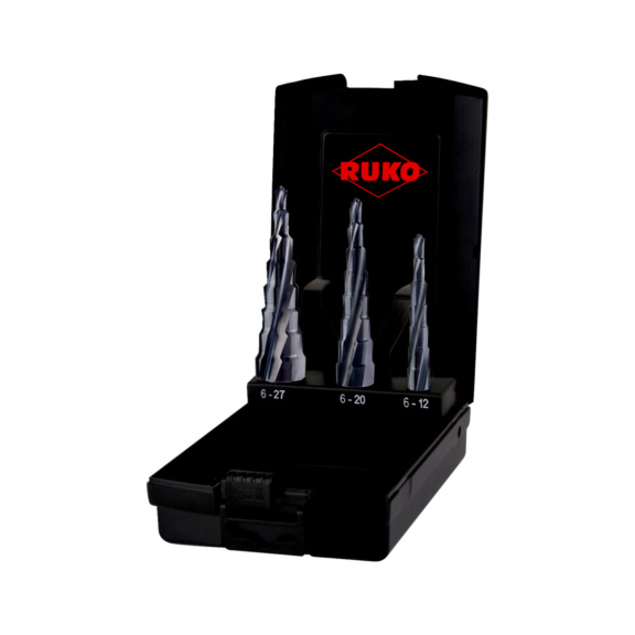 Stepped/twist drill bit assortment