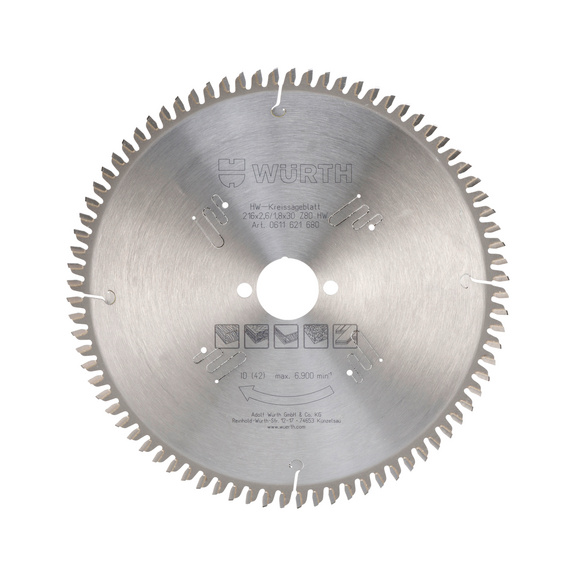 Panel saw blade - BLDE-CRCLSAW-WO-TC-TFT-216X80NEGX30