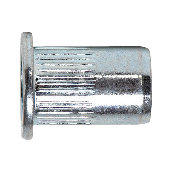 Rivet nut with flat head and knurled shank - NUT-RIV-MHD-ALU-(3,0-5,5)-10,9X20,0-M8