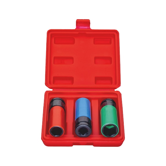 TOPWAY Jeu De 5 Douilles à Chocs Extra Profondes 8-14 Mm - Clés Extra Longues CR-MO Paroi Mince Idéales Pour Moteurs, Tracteurs Et Camions