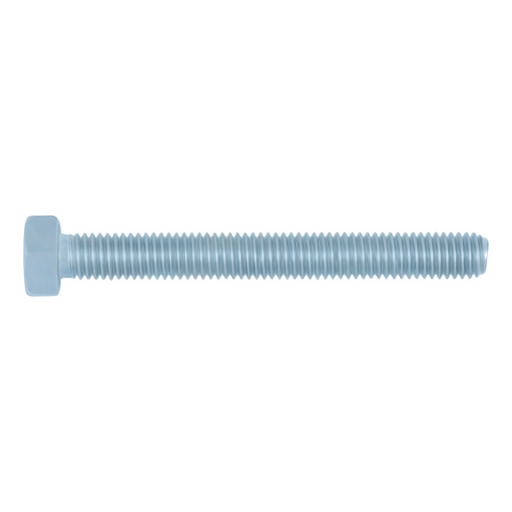 Vis à tête hexagonale avec filetage total DIN 558 acier 4.6 zingué bleu (A2K). - VIS-DIN558-4.6-CLÉ10-(A2K)-M6X100