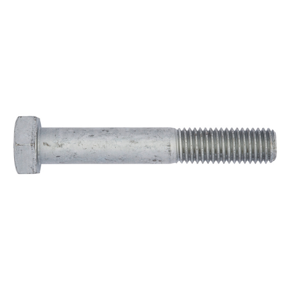 Hexagonal bolt with shank DIN 931, steel 10.9, zinc flake, silver, Geomet - SCR-HEX-DIN931-10.9-(GE3A/VL)-M12X90