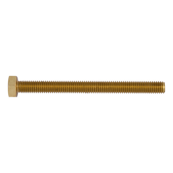 Hexagonal bolt with thread up to the head ISO 4017, brass, plain - SCR-HEX-ISO4017-BRS-WS8-M5X70