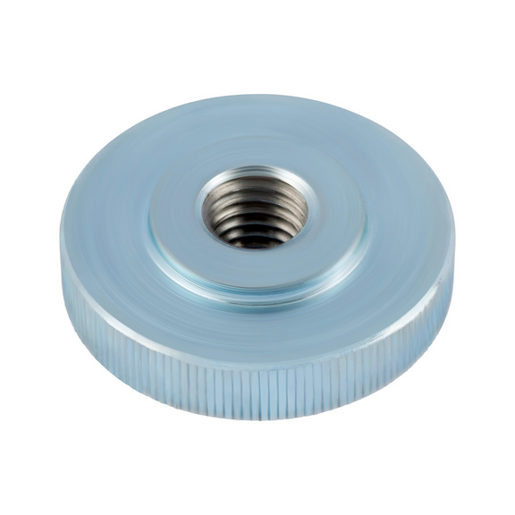 Knurled nuts, low type DIN/WN 467, steel 5, zinc plated, blue passivated (A2K) - 1