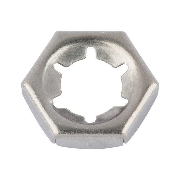 Écrou frein hexagonal DIN 7967 inox A2 brut - ECR-FR-DIN7967-A2-CLÉ17-M10