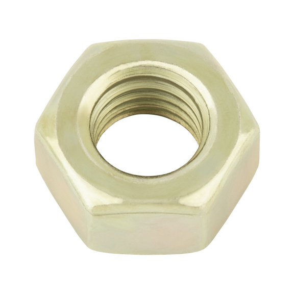 Hexagon nut DIN 934, steel I10I, zinc-plated, yellow chromated (A2C/A3C) - NUT-HEX-DIN934-I10I-WS17-(A2C)-M10