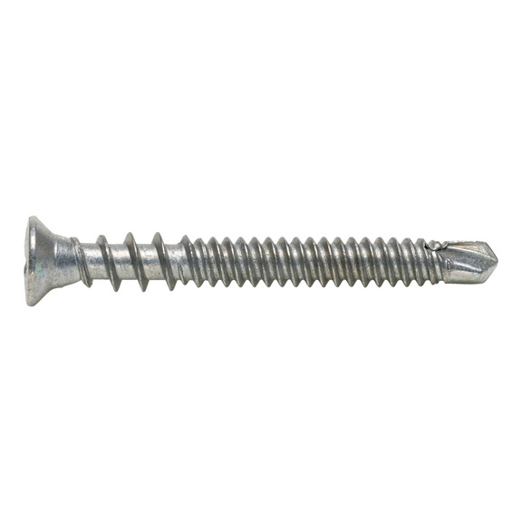 FEBOS<SUP>® </SUP>DG double-threaded screw with raised countersunk head Hardened steel, zinc-plated, blue passivated (A4K) - 1