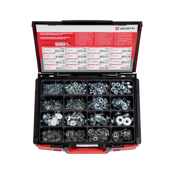 Coffret de rondelles de sécurité, de rondelles et d'écrous 2 400 pcs dans un rangement à compartiments 4.4.1. - NUT/SPGRG/WSH-SYSKO-(A2K)-2400PCS