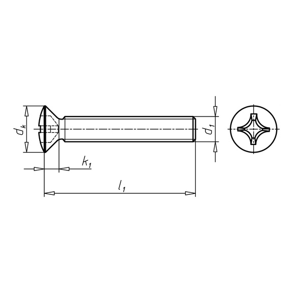 Raised countersunk head screw with recessed head, H ISO 7047, steel 8.8, zinc flake, silver (ZFSHL) - SCR-RSDCS-ISO7047-8.8-H4-(ZFSHL)-M8X16