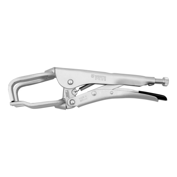 Welding locking pliers With upper U-shaped grip jaws angled by 90° - 1