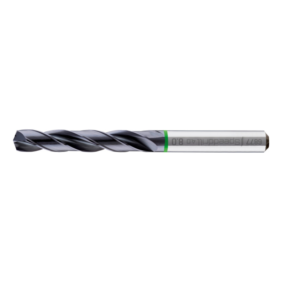 HPC solid carbide drill Speeddrill 4.0-Universal, DIN 6537L, long 5xD, 4 drill heels, with internal cooling - DRL-SP4.0-DIN6537L-UV-AD-IK-HB-D7,7MM