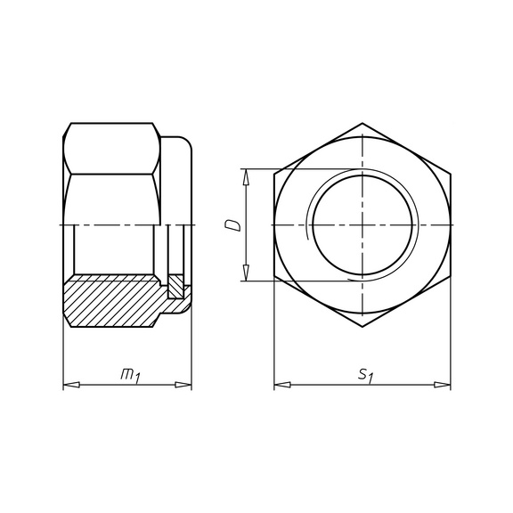 Ecrou hexagonal DIN 985 laiton brut - NUT-HEX-STOP-DIN985-BRS-WS8-M5