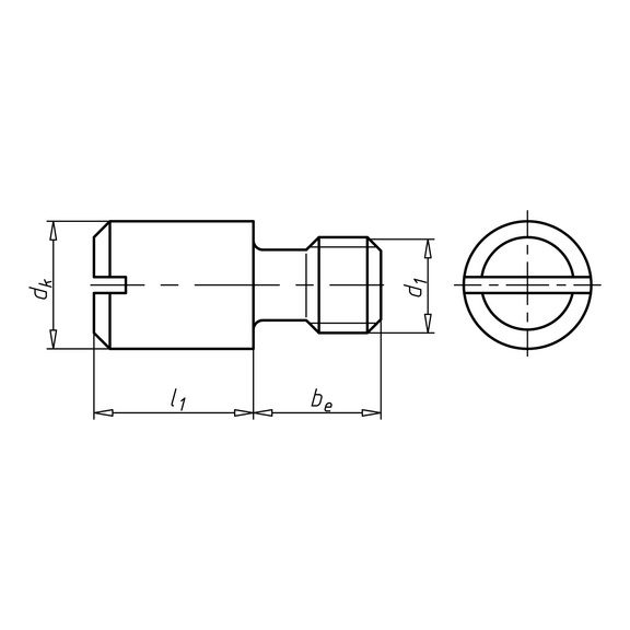 Shoulder screw with thread and slot - SCR-SHOULDER-DIN927-14H-(A2K)-M5X8