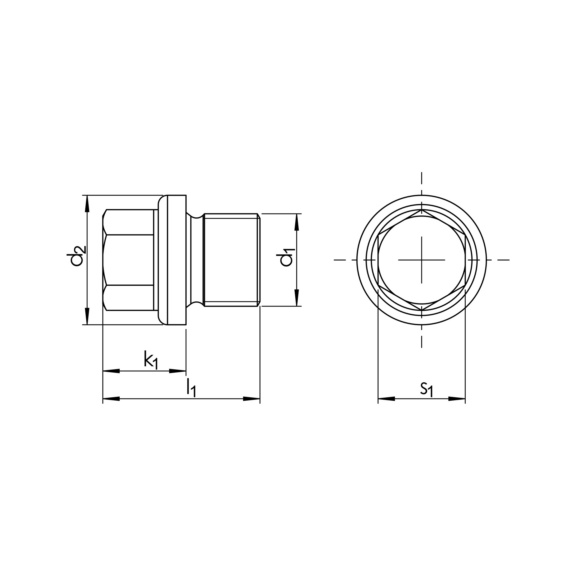 Hexagon head sealing plug with collar DIN 910, steel, zinc-phosphated (ZNPHR) - SCR-PLG-DIN910-(ZNPHR)-WS13-M12X1,5