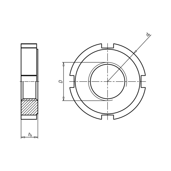 Ecrou à encoches DIN 1804 inox A2 brut - NUT-SL-DIN1804-A2-M32X1,5