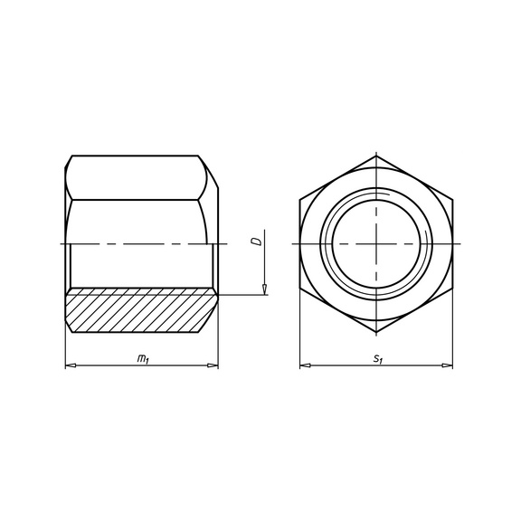 Ecrou hexagonal DIN 6330 acier 10 zingué bleu (A2K) - NUT-HEX-DIN6330-B-10-WS16-(A2K)-M10