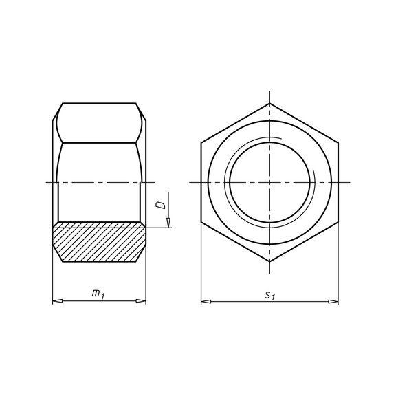 Ecrou hexagonal, forme haute - NUT-HEX-ISO4033-A2/70-WS36-M24