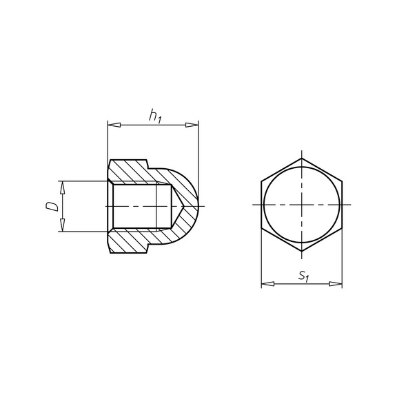 Ecrou hexagonal borgne forme haute DIN&nbsp;1587 polyamide 6.6 naturel - NUT-CAP-HEX-DIN1587-PA6.6-M10