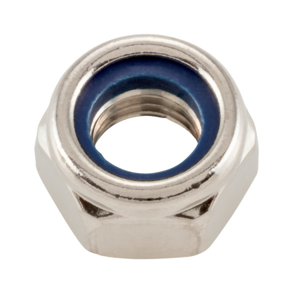 Ecrou hexagonal DIN 985 laiton nickelé - NUT-HEX-STOP-DIN985-BRS-WS17-(E2J)-M10