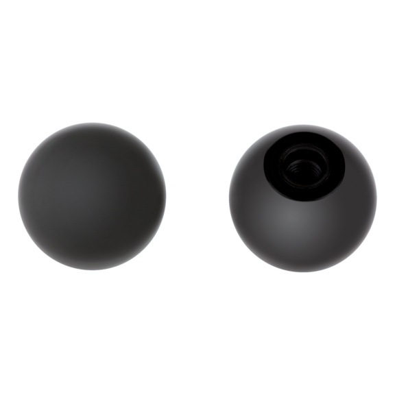 Boule lisse DIN 319 en polyamide DIN 319, Duroplast FS 31, noir, poli, forme C avec filetage en plastique - BALKNOB-DIN319-DUROPLAST-BLACK-C-25-M6