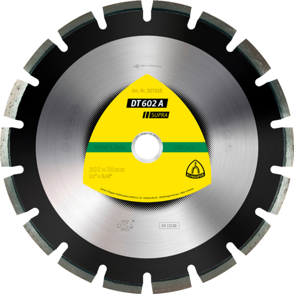 Diamond cutting disc DT 602 A Supra Klingspor - DIADDISC-KLINGSPOR-325171-10X3,7-D500