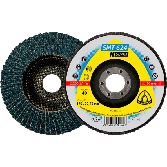 Lamella flap disc Klingspor SMT 624 - FLPDISC-KLINGSPOR-322787-D180X22-G120