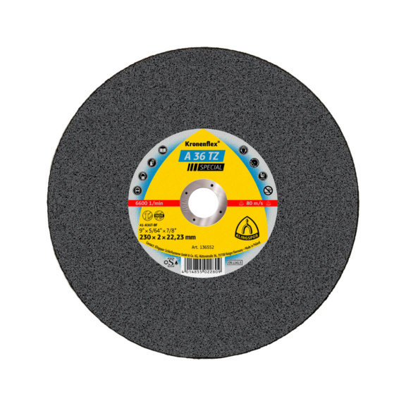 Cutting disc for sst. A 36 TZ Special Klingspor - CUTDSC-KLINGSPOR-136549-2X22,23MM-D115