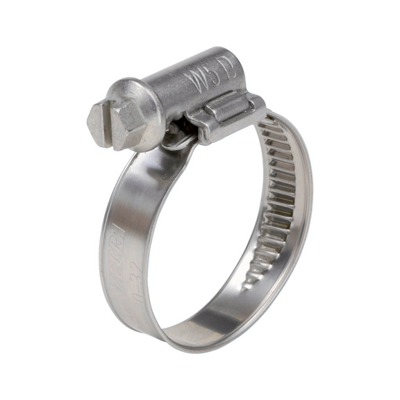 Hose clamp A4 with asymmetrical lock made entirely of stainless steel - HOSECLMP-A4-DIN3017-W5-W9MM-(25-40MM)