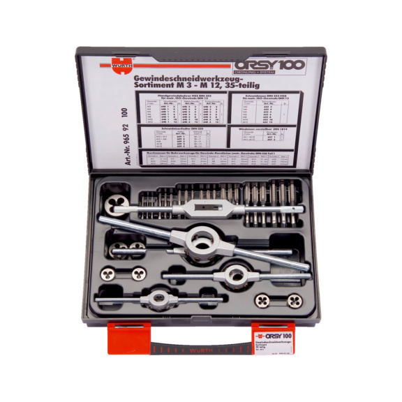 Thread cutting tool set HSS - THRDIE-SET-(M3-M12)-35PCS