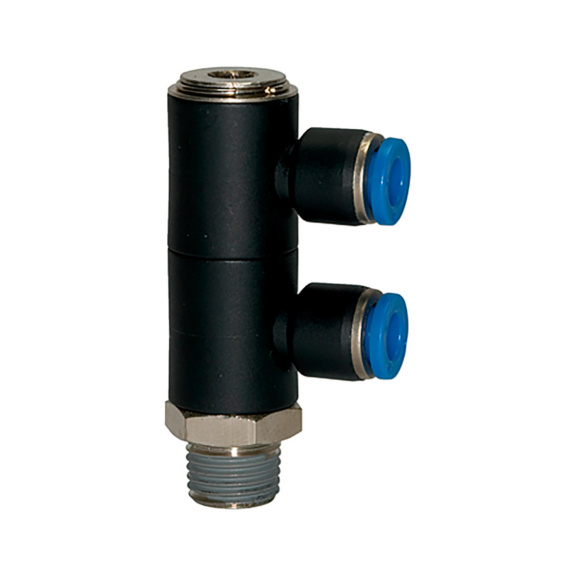 L-shaped distributor 2-way w hex. socket R thread - DSTR-2WAY-L-ROT-PLA-HS-ET-R1/4-PIP-10